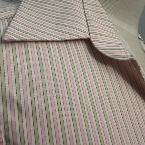 Thomas Pink Shirt Women’s 4 Button Up Pink Striped French Cuffs Collared Career - Picture 2 of 10
